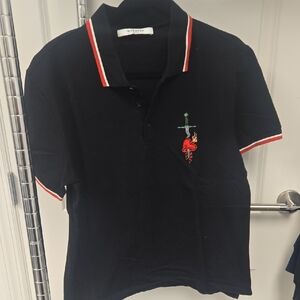 Givenchy Black Polo Shirt with Embroidered Design